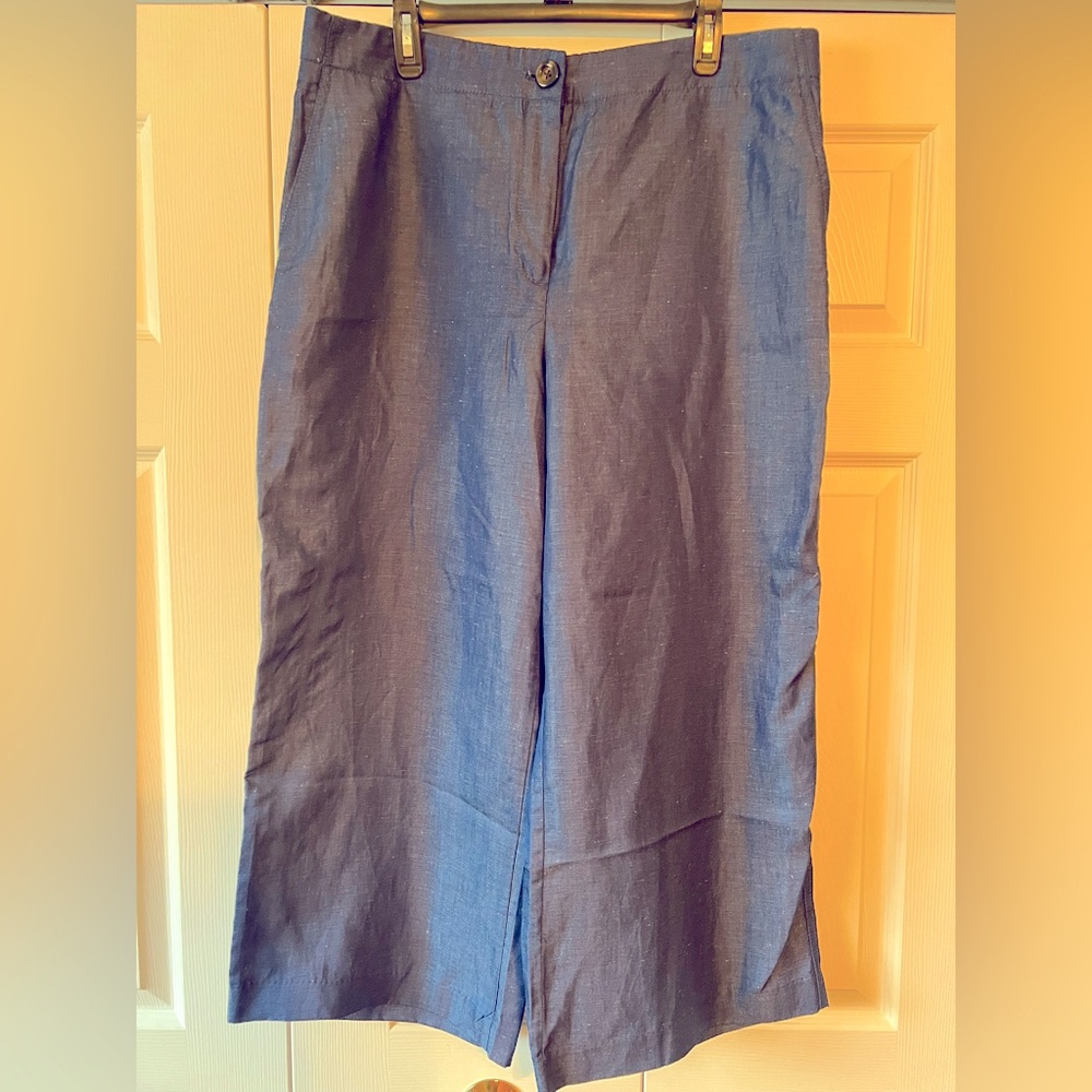Ann Taylor Navy Wide-Leg Crop Pants